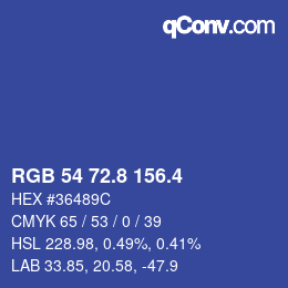 カラーコード: RGB 54 72.8 156.4 | qconv.com