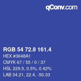 カラーコード: RGB 54 72.8 161.4 | qconv.com