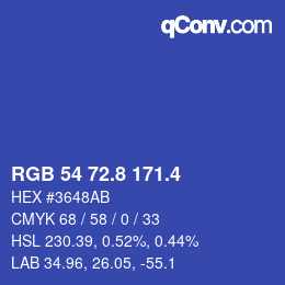 カラーコード: RGB 54 72.8 171.4 | qconv.com