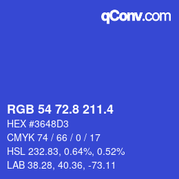 カラーコード: RGB 54 72.8 211.4 | qconv.com