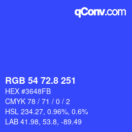 カラーコード: RGB 54 72.8 251 | qconv.com