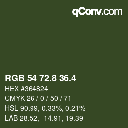 カラーコード: RGB 54 72.8 36.4 | qconv.com