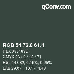 カラーコード: RGB 54 72.8 61.4 | qconv.com