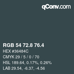 カラーコード: RGB 54 72.8 76.4 | qconv.com