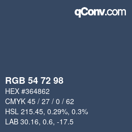 Farbcode: RGB 54 72 98 | qconv.com