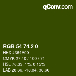 カラーコード: RGB 54 74.2 0 | qconv.com