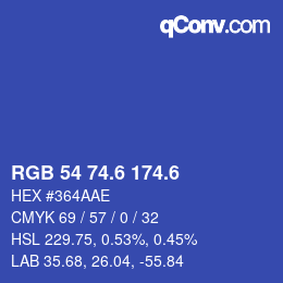 カラーコード: RGB 54 74.6 174.6 | qconv.com