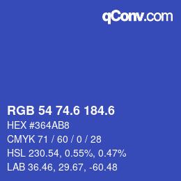 カラーコード: RGB 54 74.6 184.6 | qconv.com