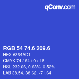カラーコード: RGB 54 74.6 209.6 | qconv.com