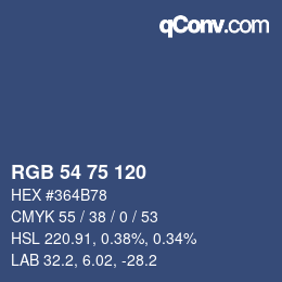 Color code: RGB 54 75 120 | qconv.com