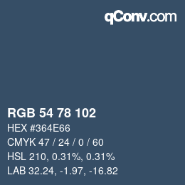 Código de color: RGB 54 78 102 | qconv.com