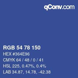 Color code: RGB 54 78 150 | qconv.com