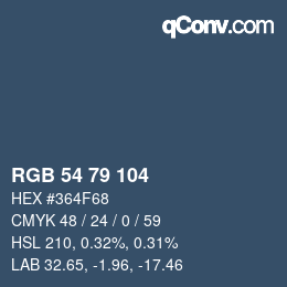 颜色代码: RGB 54 79 104 | qconv.com