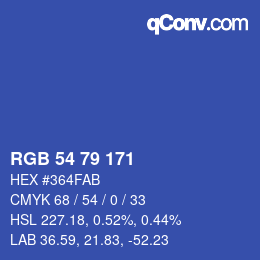 Color code: RGB 54 79 171 | qconv.com