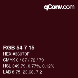 Farbcode: RGB 54 7 15 | qconv.com