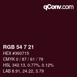 カラーコード: RGB 54 7 21 | qconv.com