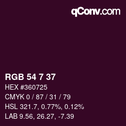 Color code: RGB 54 7 37 | qconv.com