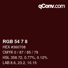カラーコード: RGB 54 7 8 | qconv.com