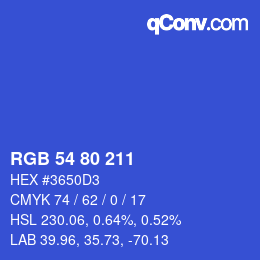 Color code: RGB 54 80 211 | qconv.com