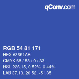 Color code: RGB 54 81 171 | qconv.com