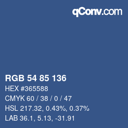 カラーコード: RGB 54 85 136 | qconv.com
