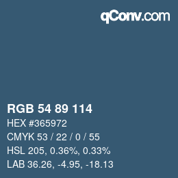 カラーコード: RGB 54 89 114 | qconv.com