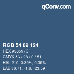 Farbcode: RGB 54 89 124 | qconv.com
