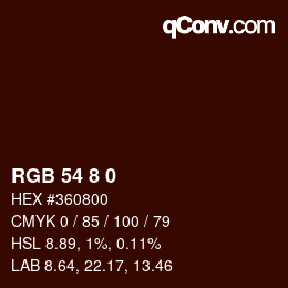 Color code: RGB 54 8 0 | qconv.com