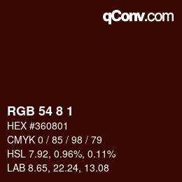 Farbcode: RGB 54 8 1 | qconv.com