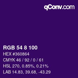 カラーコード: RGB 54 8 100 | qconv.com