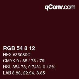 Color code: RGB 54 8 12 | qconv.com