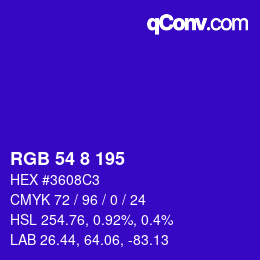 カラーコード: RGB 54 8 195 | qconv.com