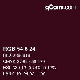 Color code: RGB 54 8 24 | qconv.com