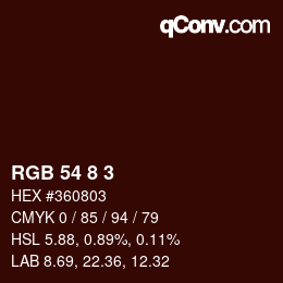 Color code: RGB 54 8 3 | qconv.com
