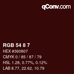 Color code: RGB 54 8 7 | qconv.com