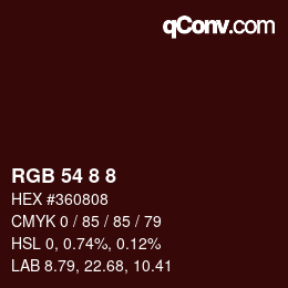 Farbcode: RGB 54 8 8 | qconv.com