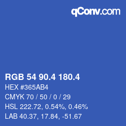 カラーコード: RGB 54 90.4 180.4 | qconv.com