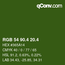 カラーコード: RGB 54 90.4 20.4 | qconv.com