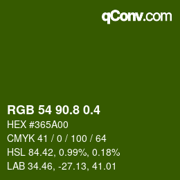 カラーコード: RGB 54 90.8 0.4 | qconv.com