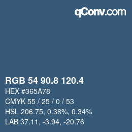 カラーコード: RGB 54 90.8 120.4 | qconv.com