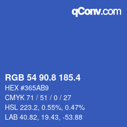 カラーコード: RGB 54 90.8 185.4 | qconv.com