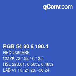 カラーコード: RGB 54 90.8 190.4 | qconv.com