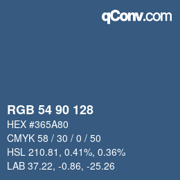 颜色代码: RGB 54 90 128 | qconv.com