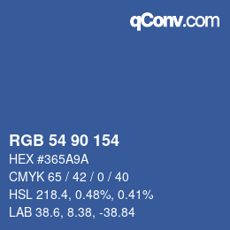 Farbcode: RGB 54 90 154 | qconv.com