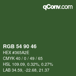 Code couleur: RGB 54 90 46 | qconv.com
