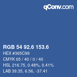カラーコード: RGB 54 92.6 153.6 | qconv.com
