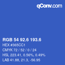 カラーコード: RGB 54 92.6 193.6 | qconv.com