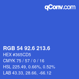 カラーコード: RGB 54 92.6 213.6 | qconv.com