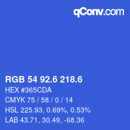 カラーコード: RGB 54 92.6 218.6 | qconv.com