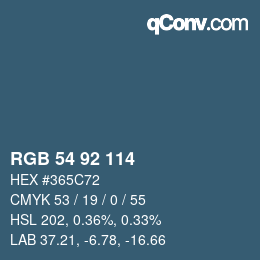 Color code: RGB 54 92 114 | qconv.com